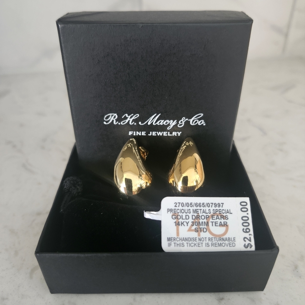 Gold Drop Earrings 14K